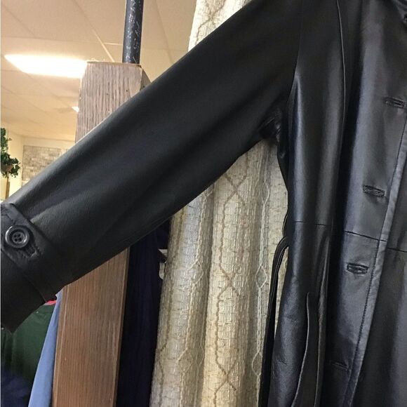 Bagatelle  Ladies Med  black leather long jacket - Picture 2 of 4